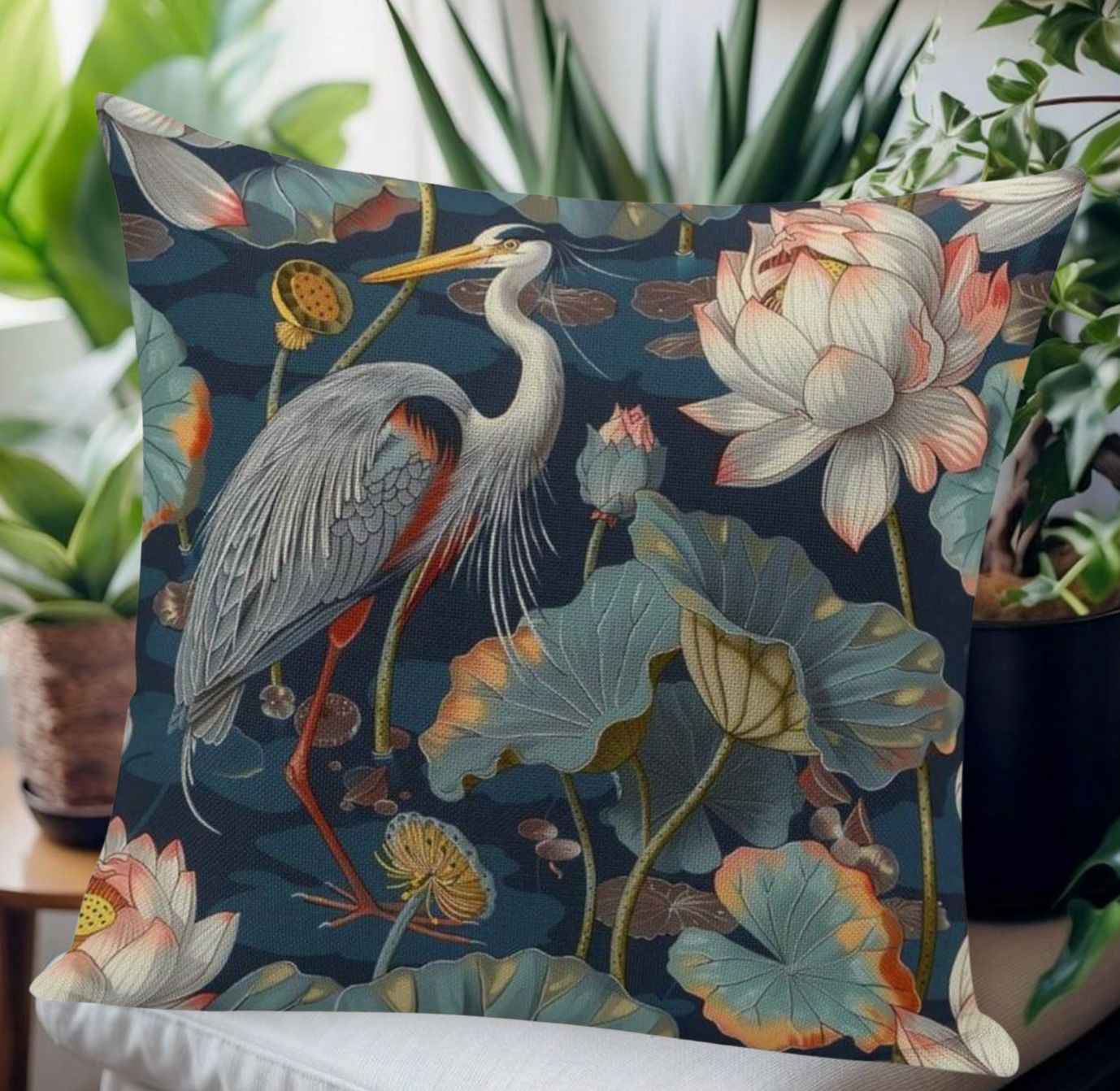 🌼 New Lovely Bohemian Heron Bird Print Pillowcase Cover