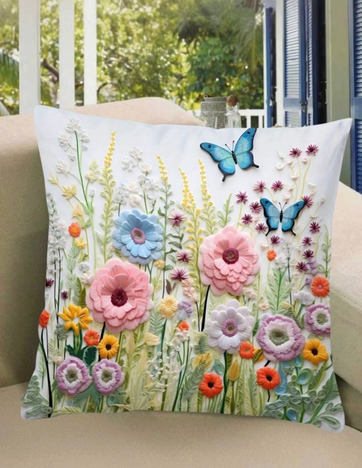 🌼 New Lovely Bohemian Butterfly Floral Print Pillowcase Cover
