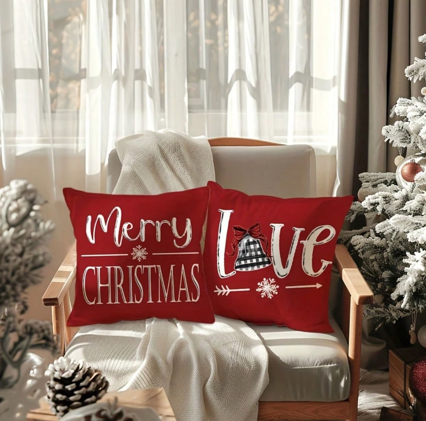🎄New Beautiful 4-Pieces Santa Christmas Decor Print Pillow Cover 18"