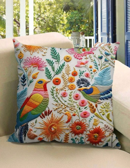 🌼 New Lovely 2-Pieces Bohemian Floral Bird Print Pillowcase Cover