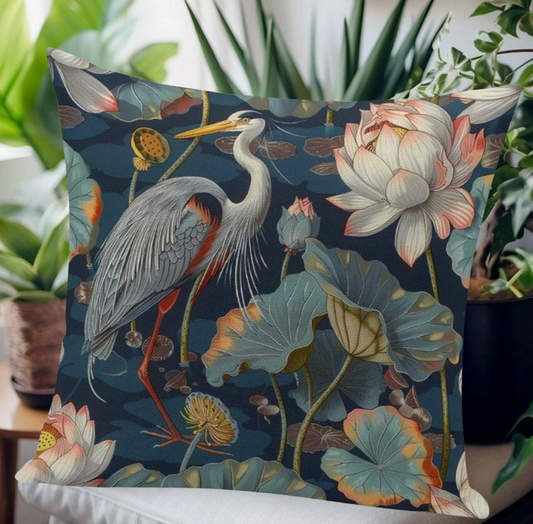 🌼 New Lovely Bohemian Heron Bird Print Pillowcase Cover