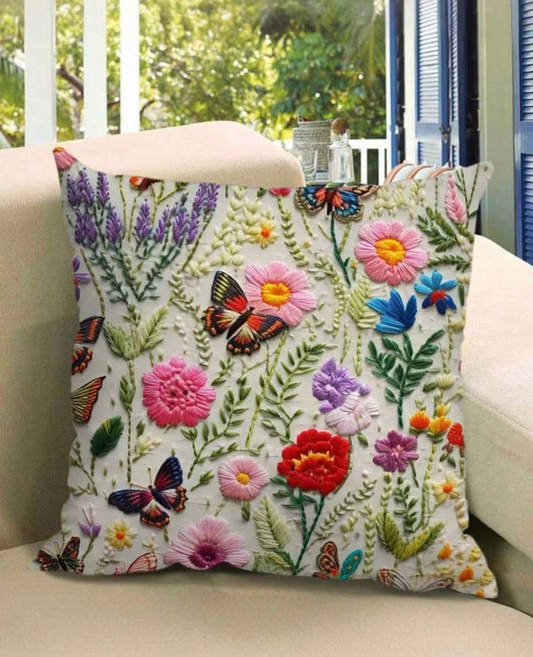 🌼 New Lovely Bohemian Floral Butterfly Print Pillowcase Cover